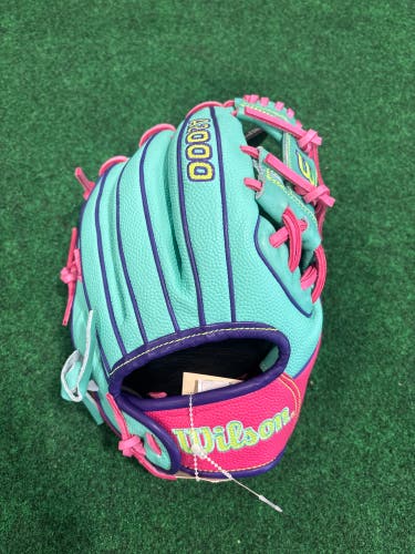 Teal & Pink Wilson A2000 DP15 Superskin RH Infield Baseball Glove 11.5" (New)