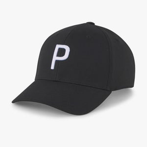 NEW Puma Structured P Cap Puma Black/White Glow Adjustable Golf Hat/Cap