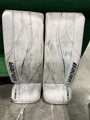 White Bauer GSX (2023 Model) Goalie Leg Pads (Used) | Junior Medium (28+)