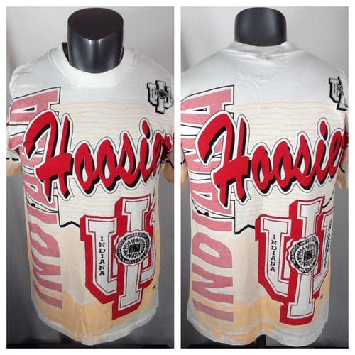 Vintage Indiana Hoosiers All Over Print T Shirt Adult (Med) AOP Single Stitch