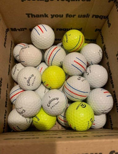 36 AAAA Callaway Triple Track Golf Balls White and Yellow Mix