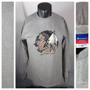 North Dakota Fighting Sioux Long Sleeve T Shirt (Medium) UND Champion Tee Gray