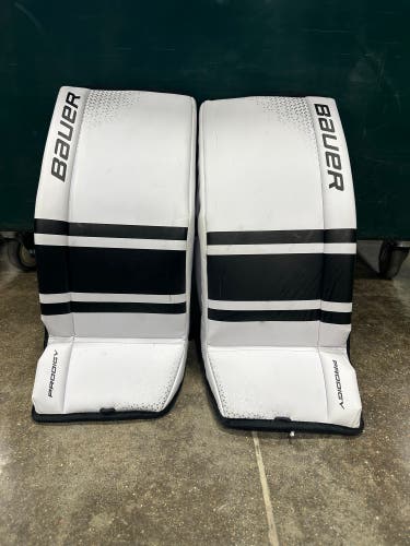 White 22" Youth Bauer Prodigy Goalie Leg Pads (Used)
