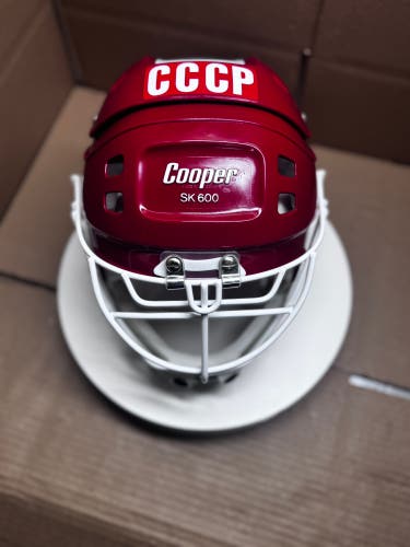 VINTAGE TRETIAK CCCP COOPER SK600 STYLE HOCKEY HELMET / GOALIE MASK COOPER HM30 GOALIE CAGE & CHIN