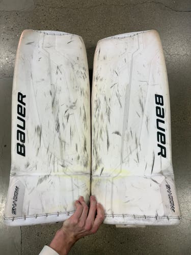 White Small 33+ Senior Bauer Supreme Shadow Goalie Leg Pads (Used)