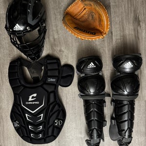 Black Adidas/Champro/Mizuno Catcher's Set (Used)