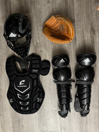 Black Adidas/Champro/Mizuno Catcher's Set (Used)