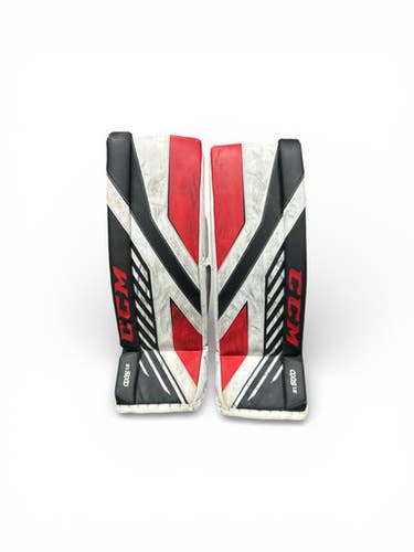 Used CCM AXIS 1.5 28 +1 Goalie Leg Pads Junior White/Black/Red 28 1/2" 11873-S000229614