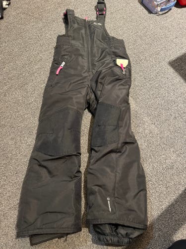 Champion black snow bib overalls with pink accents size XS 4-5