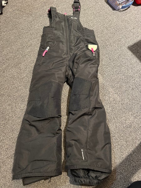 Champion black snow bib overalls with pink accents size XS 4-5