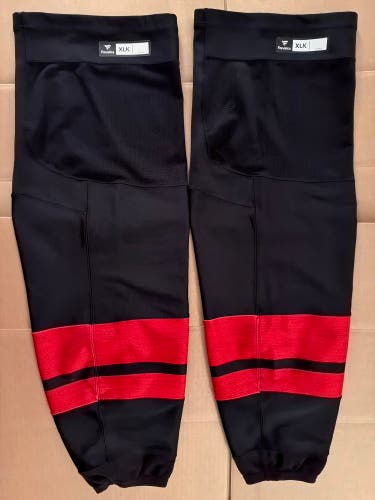 Lightly Used Carolina Hurricanes Black/Red Alternate Pro Stock Fanatics Hockey Socks Size XLK (XL+)