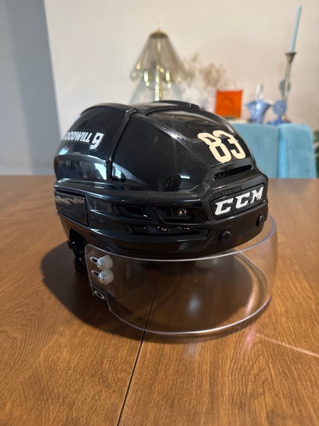 Pro Stock Medium Black CCM Tacks X Helmet Arizona Coyotes Jay Beagle W/ Visor and Helmet Bag