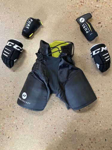Junior Small Pure Hockey Starter Kit (CCM Gloves, Elbows, Pants) (Used)