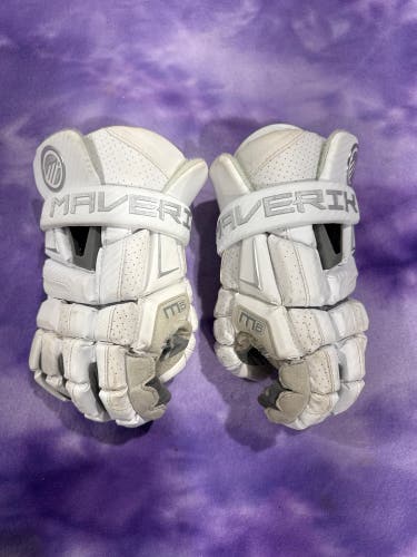 White Maverik M6 Lacrosse Gloves 12" (Used)