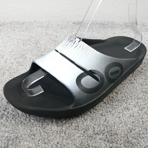 Oofos Ooahh Slide Sandals Womens Size 7 Shoes Recovery Comfort Black White