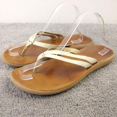 Olukai Kapehe Luana Sandals Women 9 Shoes Slip On Leather Light Tan Flip Flops