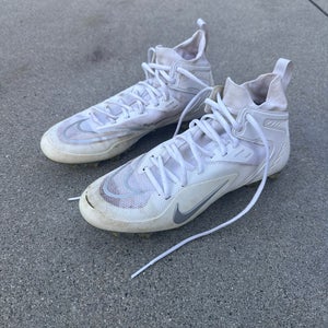 White Men's Size M 9.0 (W 10.0) Adult Nike Alpha Huarache 8 Elite Mid Top (Used)