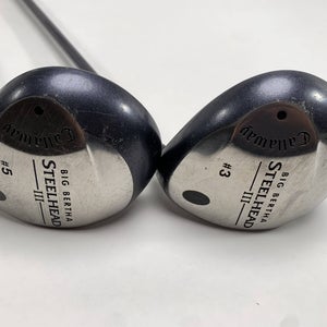 Callaway Steelhead III 3 & 5 Fairway Wood Set 15* 18* System III Firm Mens RH