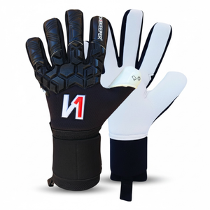 ONEKEEPER ACE Black and White Goalkeeper Gloves – No Finger Spines – 3.5 mm Pro-Level Latex