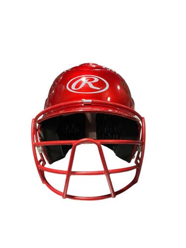 Used Rawlings RED SZ 6 1/2-7 1/2 Batting Helmet w/Mask Red One Size 11834-S000044445