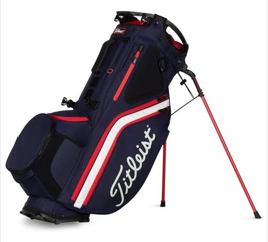 New Titleist Hybrid 14 Stand Bag Navy/Red/White Cart Premium Double Strap Push