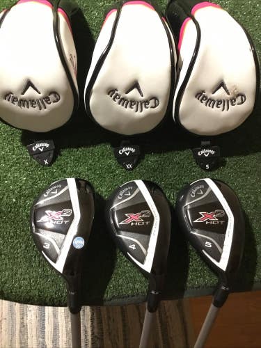 Callaway Ladies X2 Hot Hybrids Set (3H, 4H, 5H) W-Flex Graphite Shafts *VGC*