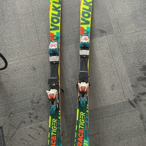 Used Volkl RACE TIGER SL 131 MARKER RACE BINDING Boys DH Ski/Binding Yellow 131 cm 11614-S000228435