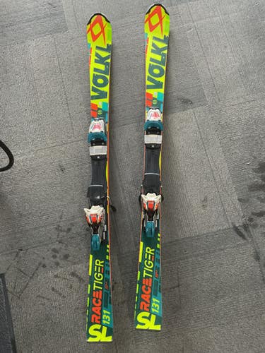 Used Volkl RACE TIGER SL 131 MARKER RACE BINDING Boys DH Ski/Binding Yellow 131 cm 11614-S000228435