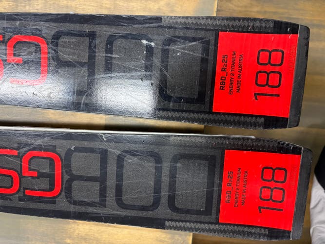 Racing 188 cm Nordica Dobermann GS WC Skis With Bindings Max Din 16 (Used)