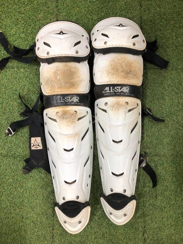 White Intermediate All Star System 7 Axis Catcher's Leg Guard (Used)