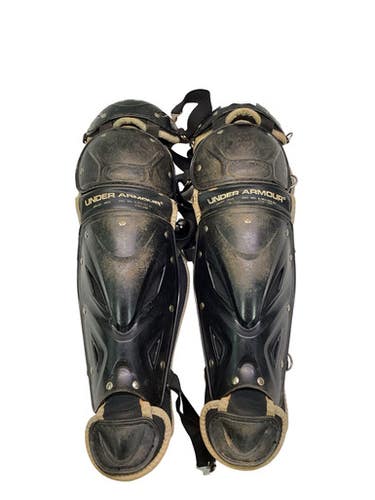 Used Under Armour SHIN GAURDS Catchers Leg Guards Black Junior 11347-S000262006