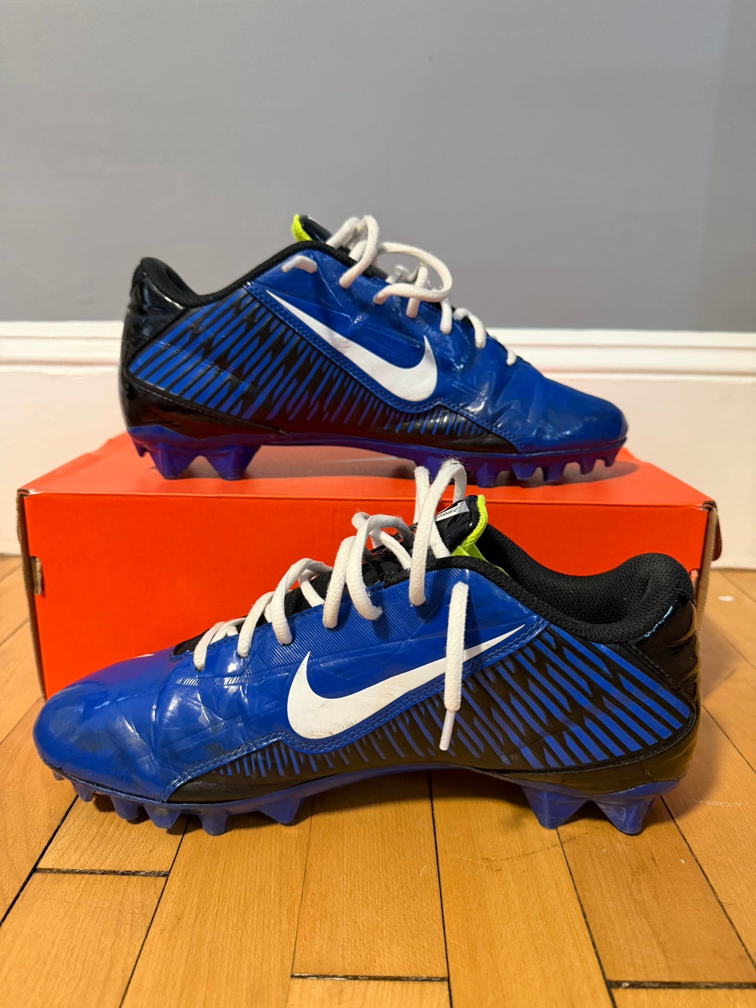 Nike Vapor Carbon Elite Strike 4 Low TD Football Cleats Blue Black