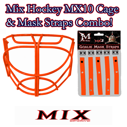 Mix Sports - MX10 Cat Eye Cage (fits Bauer 930, 940, 950, 960) - Cage & Straps Combo! (Orange)