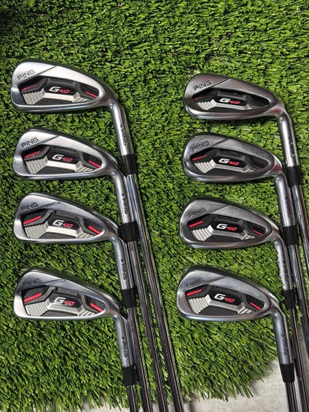 Ping G410 Iron Set 4-PW, UW AWT 2.0 Stiff Flex Black Dot Golf Pride Grips RH