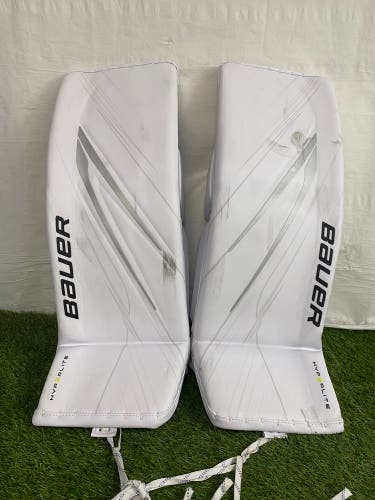White Medium 34+ Senior Bauer Vapor Hyperlite 2 Goalie Leg Pads (Used)
