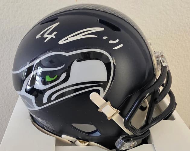 Jaxon Smith-Njigba Seattle Seahawks Signed Auto Riddell Mini Helmet COA Fanatics