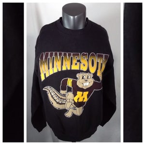 Vintage 90’s Minnesota Gophers Crewneck Sweatshirt (Large) Goldy Big Logo Black
