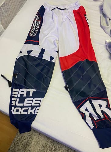 New Rink Rat Identity Senior Roller Inline Pants Sz XL red white blue with straps