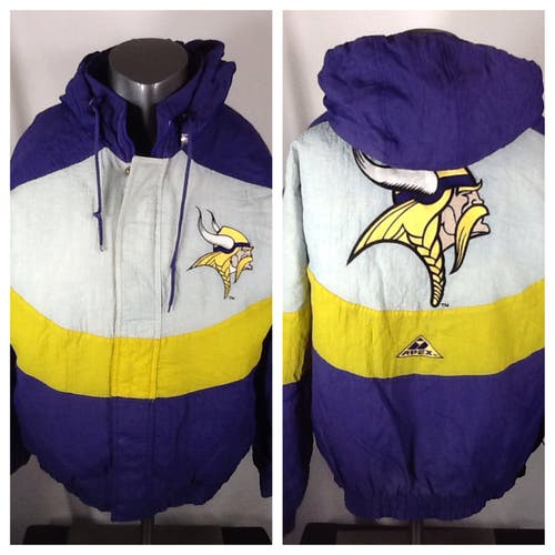 Vintage 90’s Minnesota Vikings Hooded Puffer Jacket (Small) Men’s Apex One Coat