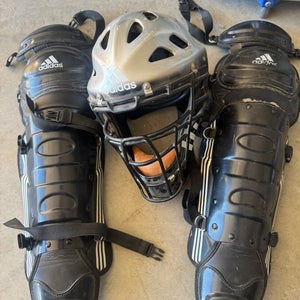 Adidas Adult Catcher's Leg Guards and Helmet (Used)