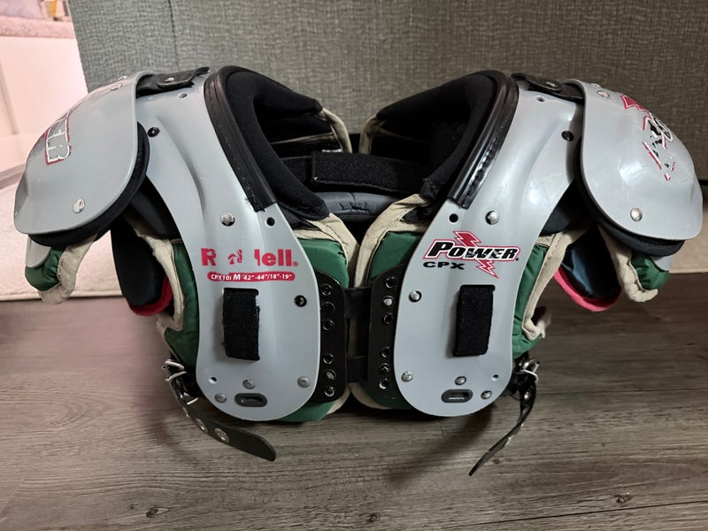 Used Medium Adult Riddell Power CPX Shoulder Pads with attached rib protector