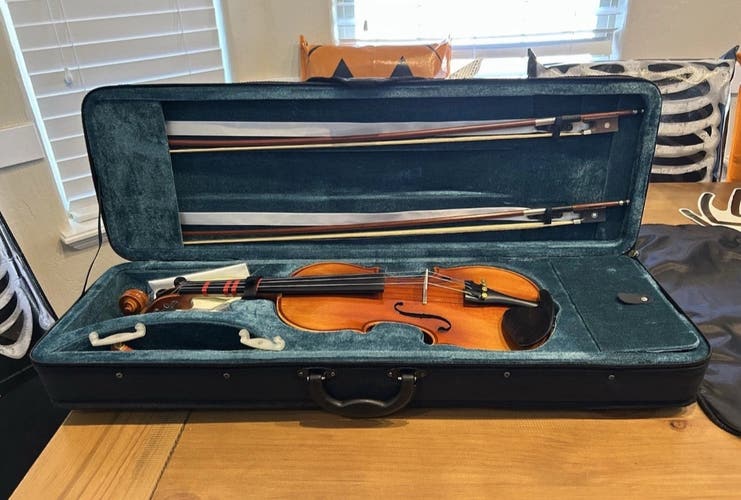 (New) Violin: PHOENIX Violin 4/4 Full Size Set, Fiddle Solid Wood