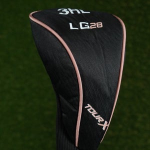 MERCHANTS OF GOLF TOUR X LG28 3HL FAIRWAY WOOD HEADCOVER SOCK LADIES BLACK/PINK