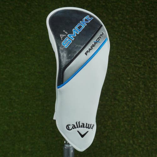 CALLAWAY AI SMOKE PARADYM FAIRWAY WOOD HEADCOVER WHITE/BLACK/BLUE CHNAGEABLE #'S