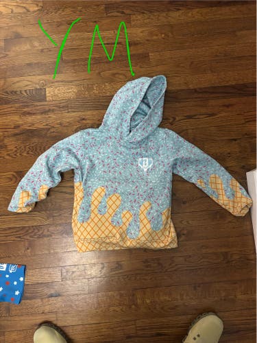 Baseball Lifestyle 101 ice cream hoodie Blue youth  Medium Sweatshirt (Used)
