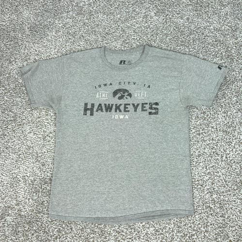 Iowa Hawkeyes Shirt Mens Large Gray NCAA Football Russell Athletic College Tee