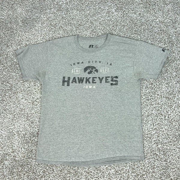 Iowa Hawkeyes Shirt Mens Large Gray NCAA Football Russell Athletic College Tee