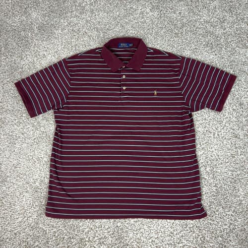 Polo Ralph Lauren Polo Shirt Mens XLT Red Striped Cotton Big Tall Pony Logo Top