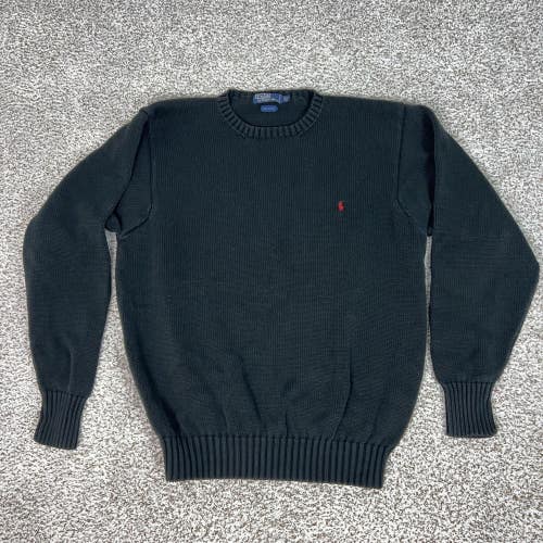 Vintage Polo Ralph Lauren Sweater Mens XLT Tall Black Cotton Crew Pony Pullover