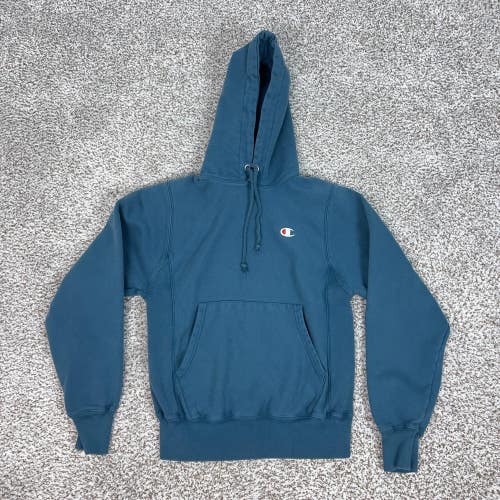 Champion Reverse Weave Hoodie Mens XS Blue Pullover Sweatshirt Fleece Logo Sport